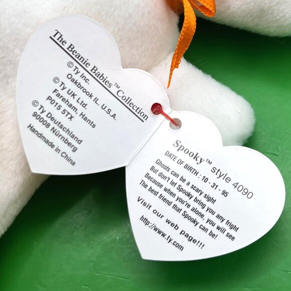 TY Beanie Baby Spooky Ghost 1995 Halloween Beanbag Plush Stuffed Toy 4th Gen Tag - Picture 4 of 9